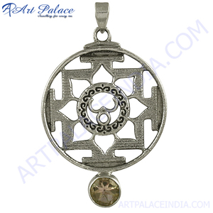 Collier Pendentif Symbole OM Vintage pour Femme en Argent Sterling Rond avec Améthyste Pierre Précieuse de Guérison et de Protection pour Fêtes et Cadeaux - Product Image 3