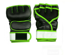 Gants de MMA en cuir avec contour vert - Product Image 1