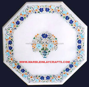 <b>White</b> Marble Inlay <b>Coffee</b> <b>Table</b> Top - Product Image 1