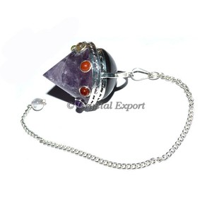 Péndulo de Cristal Hecho a Mano con Base de Amatista y Elementos Decorativos Coloridos para Uso Artístico Coleccionable de Feng Shui - Product Image 5
