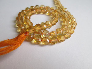 Collar de Piedras Preciosas Amarillas Cítricas con Cuentas Redondas Lisas, Joyería de Piedras Certificadas por Terceros, Modelo BN0202O de Coszcalt Exports - Product Image 2