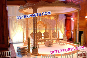 Indian Wedding Wooden Handicraft Mandap-Simple Handmade Teak Wood Lightweight Customized Size Modern Design DSTEXPORTS Brand UK - Product Image 2