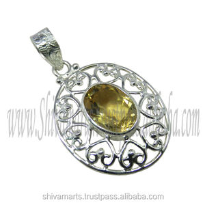 Colgante de piedras preciosas citrino de Plata de Ley 925 de alta calidad, colgantes de joyería fina y dijes, proveedor de joyería - Product Image 2