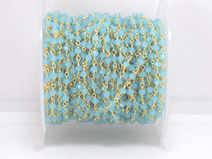 Perú Calcedonia chapado en oro alambre envuelto con cuentas Rosario collar mujeres Natural Multi piedra preciosa joyería cadena - Product Image 3