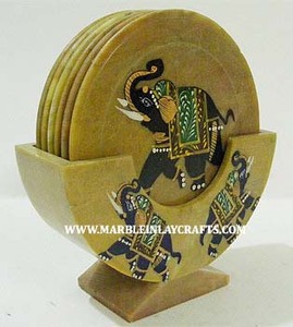 Natural Soapstone Round Shape Tea <b>Coaster</b> <b>Set</b> For Home Decoration And Corporate Gifting Purpose Best Designer With Manufactures - Product Image 3