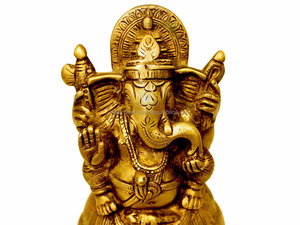 Ganesha-estatua de bronce dorado, bronce, indio, hecho a mano, 5,2x3,3 pulgadas - Product Image 3