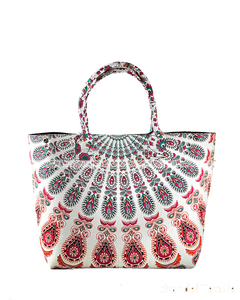 Bolso Tote Mandala de Doble Asa con Estampado Floral y Logotipo Personalizado, Estilo Indio, Hecho a Mano, Forro de Algodón, Bolso de Hombro para Mujer - Product Image 2