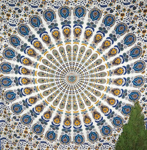 ผ้าห่มชายหาดนกยูงแบบแขวนผนังลายศิลปะฮิปปี้สไตล์โบฮีเมียนสำหรับปิกนิกสำหรับวัฒนธรรมฮิปปี้ - Product Image 4