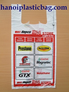 ถุงเสื้อยืด HDPE ย่อยสลายได้ เกรดอาหาร พร้อมหูหิ้วแบบเสื้อกั๊ก ดีไซน์ข้างพับ มีหลายสี พร้อมพิมพ์ลาย - Product Image 2