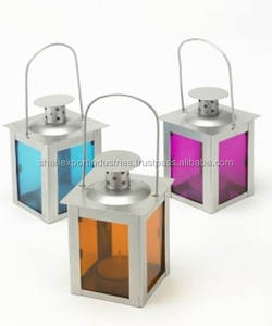 Lanterne à bougie multicolore en acier inoxydable pour la maison et le jardin Lanternes décoratives suspendues avec poignée - Product Image 1
