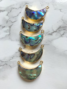 ทองโรเดียมเสี้ยวดวงจันทร์หอยเป๋าฮื้อจี้คู่ Bails นกยูงเปลือกหอยอัญมณีสำหรับปาร์ตี้คริสเตียน - Product Image 2