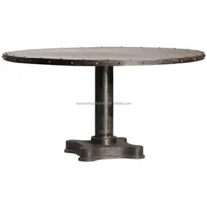 ชุดโต๊ะรับประทานอาหารแท่นทรงกลมสไตล์วินเทจอุตสาหกรรมดีไซน์โลหะพับได้พร้อมสไตล์โบราณสำหรับบ้านไร่สำหรับโรงแรม - Product Image 1