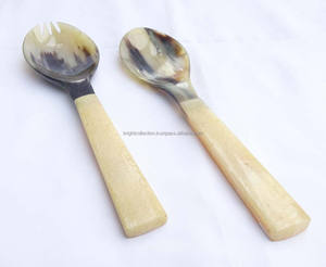 Ensembles de couverts en acier inoxydable argenté poli avec manche en os épais, poignée rectangulaire plate, cuillère à vaisselle - Product Image 2