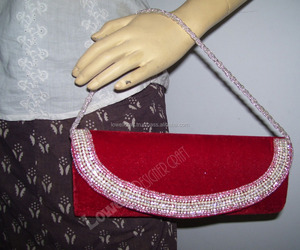unique zircon work <b>red</b> unique clutch <b>purses</b> - Product Image 6