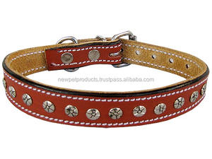 2025 collier pour animaux de compagnie en cuir de grande taille de luxe motif solide personnalisé avec décoration de rivet pour chiens - Product Image 3