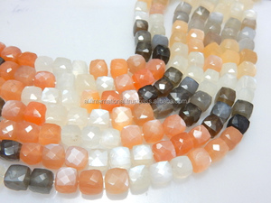 ลูกปัดกล่องเหลี่ยมเพชรพลอยมูนสโตนหลายสีธรรมชาติ - Product Image 3