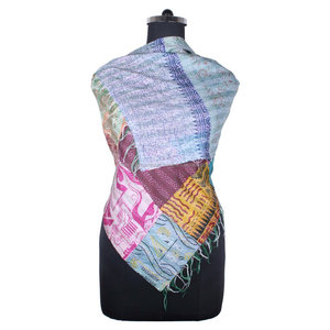 Kantha trabajo seda parche trabajo hecho a mano estilo Vintage bufanda SC1438 diseño de moda para niñas bufanda estola Hijab Vintage kantha - Product Image 1