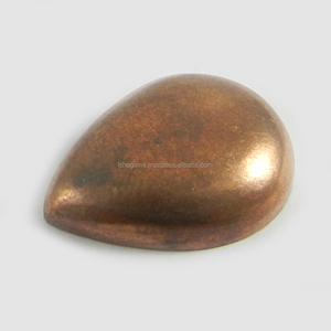 Piedra Preciosa de Pirita de Cobre de 19x24 mm, 6.85 g, Forma de Pera, Cabujón Hecho a Mano - Product Image 1