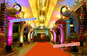 Hermosa boda fibra Pavo Real columnas estilo único pasarela pasillo pilares boda Pavo Real tema pasillo Decoración - Product Image 5