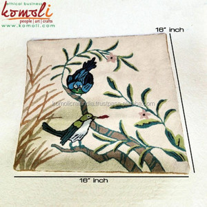 นกบนต้นไม้ออกแบบเย็บปักถักร้อยอินเดียเบาะคลุมโยนปลอกหมอน - Product Image 5