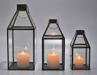 Lanterne à bougie en métal zinc antique de petite taille, faite à la main, de haute qualité, avec verre transparent, décoration d'intérieur pour les occasions de Pâques IHA MFG