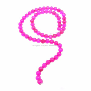 Calcedonia fucsia, cuentas redondas rosas lisas de 6,5mm, piedras preciosas sueltas de 15 pulgadas para la fabricación de joyas - Product Image 1