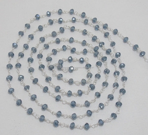 Cuentas de Rosario de cuarzo tanzanita hechas a mano, cadena de amuleto de moneda, alambre Chapado en plata, joyería de piedras preciosas naturales, vidrio de 3mm - Product Image 3
