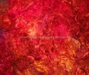 sari silk fibers obtained from sari fabric scraps from textile mills in india