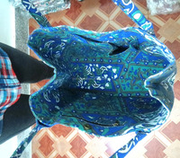 Tas Tote Kasual Wanita Desain India Bohemian Geometris Floral Ringan Ramah Lingkungan Bahan Katun Dua Tali Bahu Terbuka