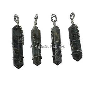 Colgante de envoltura de doble punto de labradorita, colgante de envoltura en línea, compra - Product Image 1