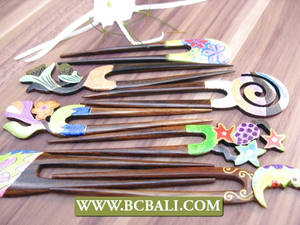 Bijoux de cheveux en bois bâton fait à la main Design ethnique cadeau pour femme - Product Image 2