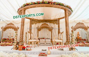 Amazing Indian Wedding Mandaps Latest Design Wedding <b>Wooden</b> Mandap Elegant <b>Wooden</b> <b>Carved</b> Mandap Set Factory <b>Sale</b> DST Exports UK - Product Image 4