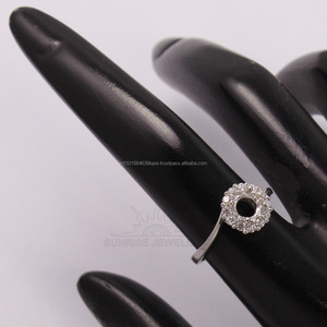 Pave Setting Bague de mariage de fiançailles Toutes les tailles en argent sterling 925 CZ Pre Prong Semi Mount 5 mm Bijoux de forme ronde - Product Image 6