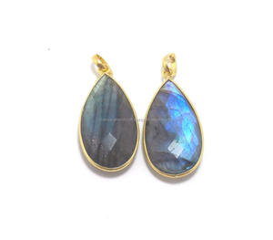 Belle Labradorite Naturelle 925 En Argent Sterling 12X16mm En Forme De Poire Bijoux Pendentif - Product Image 1