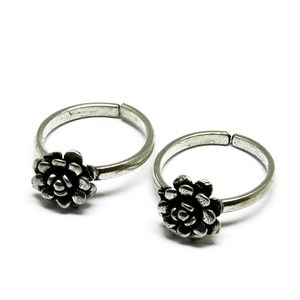 Amazing Flower Oxidized Plain <b>Silver</b> 925 <b>Sterling</b> <b>Silver</b> Wholesale <b>Toe</b> <b>Rings</b> Handmade <b>Silver</b> Jewelry Shri Ashapura Jewels - Product Image 3