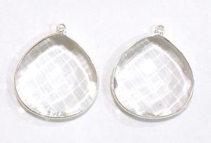 925สเตอริงเงินคริสตัลควอทซ์ลูกแพร์ของขวัญชุบทองสำหรับตัวเชื่อมฝาทำด้วยมือ - Product Image 2