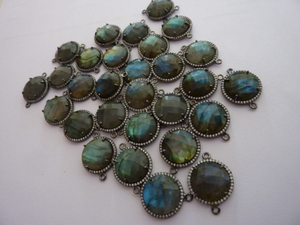 หินอัญมณี925ทำจากหินลาบราดอไรต์ CZ ทรงกลมสีเงิน - Product Image 4