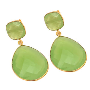 ต่างหูแฟชั่นสตรีอัญมณีสีเขียวทะเลธรรมชาติหรูหราแบบคลาสสิก925ชุบทองทำจากเงินสเตอร์ลิง - Product Image 3