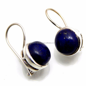Pendientes de plata de ley 925 con gema lapislázuli Natural, pendientes a granel - Product Image 1