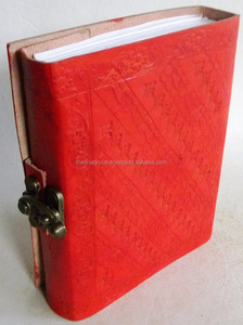 Diario de cuero en relieve piedra azul hecho a mano con cerradura | Cuaderno de cuero vintage rojo para escribir y dibujar negocios, uso" - Product Image 2