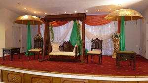 Mehandi-paraguas de Escenario nocturno para eventos, decoración de escenario con sombrilla dorada grande para escenario de boda - Product Image 3