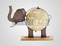 Globe terrestre décoratif de bureau en forme d'éléphant, 17×8×13 pouces, en fer et bois, modèle de carte du monde géographique éducatif pour étudiants et enseignants