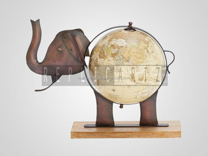Educación Geografía Elefante Escritorio Papel Mundo Globo 17X8X13 Pulgadas Hierro/Madera Regalo educativo para la escuela Oficina en el hogar - Product Image 3