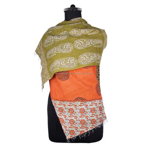 Kantha Work Cotton Handmade <b>Vintage</b> Style <b>Scarf</b> Trendy Design for Girls SC1027 <b>Scarves</b> <b>Vintage</b> Kantha Hand Stitched Cotton - Product Image 1