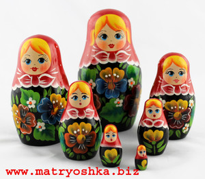 Juego de 7 Muñecas Rusas Matriochka, Modelo de Madera, Recuerdos con Pinturas de Flores Silvestres, Estilo Matryoshka - Product Image 1