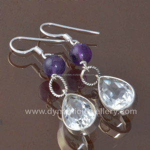 Wholesale 925 <b>Sterling</b> <b>Silver</b> <b>Earrings</b> Popular Design Amethyst Cab Gemstones Fine <b>Hoop</b> Jewelry Online 925 <b>Silver</b> <b>Earring</b> Jewelry - Product Image 1