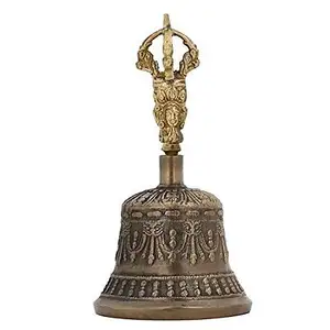 Indien Antique Tibétain Religieux En Laiton Qualité Cloche Main Vajra Dharma Objets Tibétain Bouddhiste Méditation Cloche et Dorje Ensemble - Product Image 1