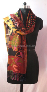 Cashmiri <b>Pashmina</b> Girls Neck Wrap Women Wear Hijab Scarf Girls Dupatta Shawl Wholesale Stole Scarves Designer Floral Print Scarf - Product Image 2