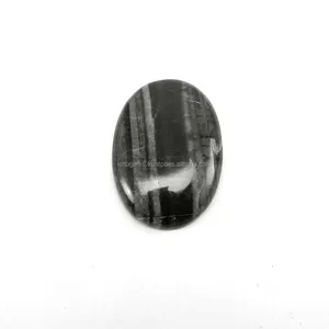 Doğal gümüş astar Jasper 33x23mm Oval bombeli değerli taş kolye