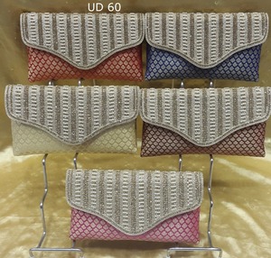 UD57 Indian bridal evening ladies shopping handmade ethnic traditional <b>handbag</b> bag fabric embroidery designer exclusive party - Product Image 2